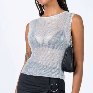 Princess polly lioness ALMOST FAMOUS TOP SILVER size small